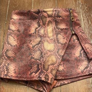 Girls Animal Print Faux Leather Skorts